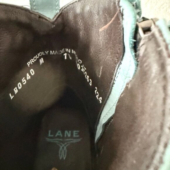 Lane COSSETTE Womens Cowboy Bootie 7.5 Blue Leather Cowgirl Western Ankle Boots - Picture 11 of 13